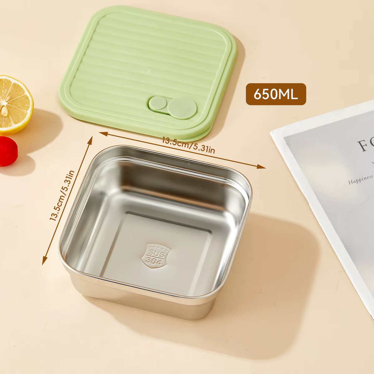 Boîte à lunch portable et réutilisable pour enfants et étudiants, en acier inoxydable 304, pour frui