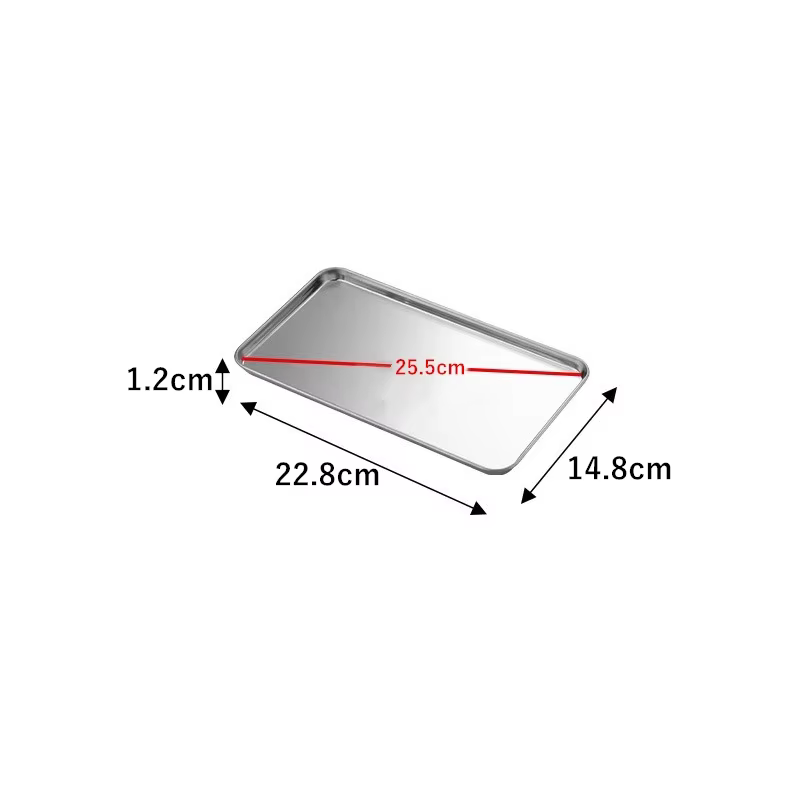 Plateaux de rangement rectangulaires en acier inoxydable pour nouilles à la vapeur, plat à fruits, r