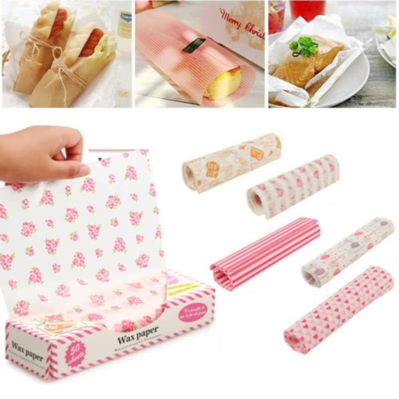 Papier ciré de qualité alimentaire, 50 pièces/lot, papier de graisse, emballages alimentaires, papie
