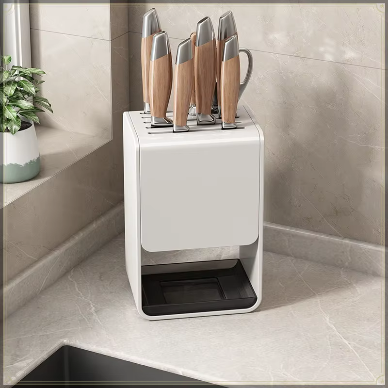 Support à couteaux de style comptoir en acier au carbone, forte capacité de charge avec plateau de d