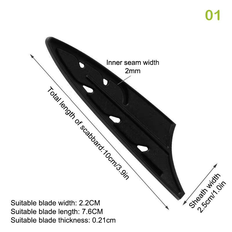 Gaine de couteau de cuisine en plastique noir, couvercle de protection de lame de 3 à 8 pouces, étui