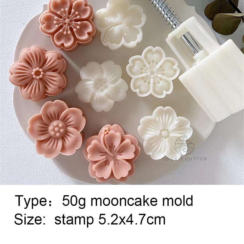 Moule à Mini gâteau en forme de lune, à fleurs, pressés à la main, accessoires de pâtisserie, 1 bari