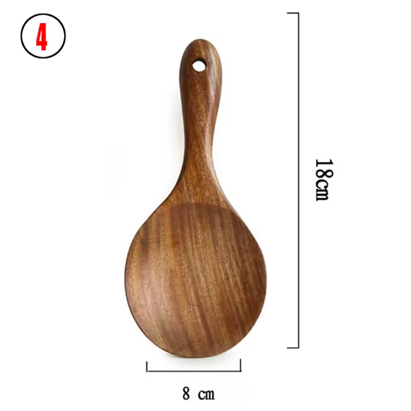 Ensemble d'ustensiles de cuisine en bois de teck, 10 pièces, cuillères de cuisson résistantes à la c