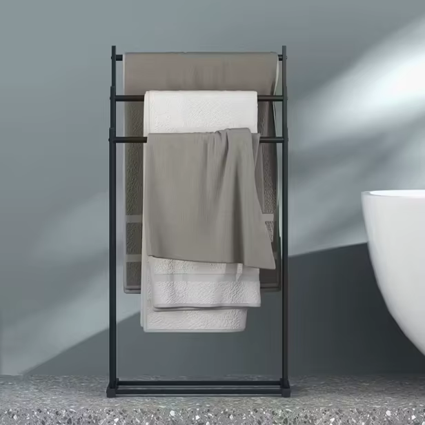 Porte-serviettes autoportant moderne à 3 niveaux – Support de séchage robuste pour salle de bain et 