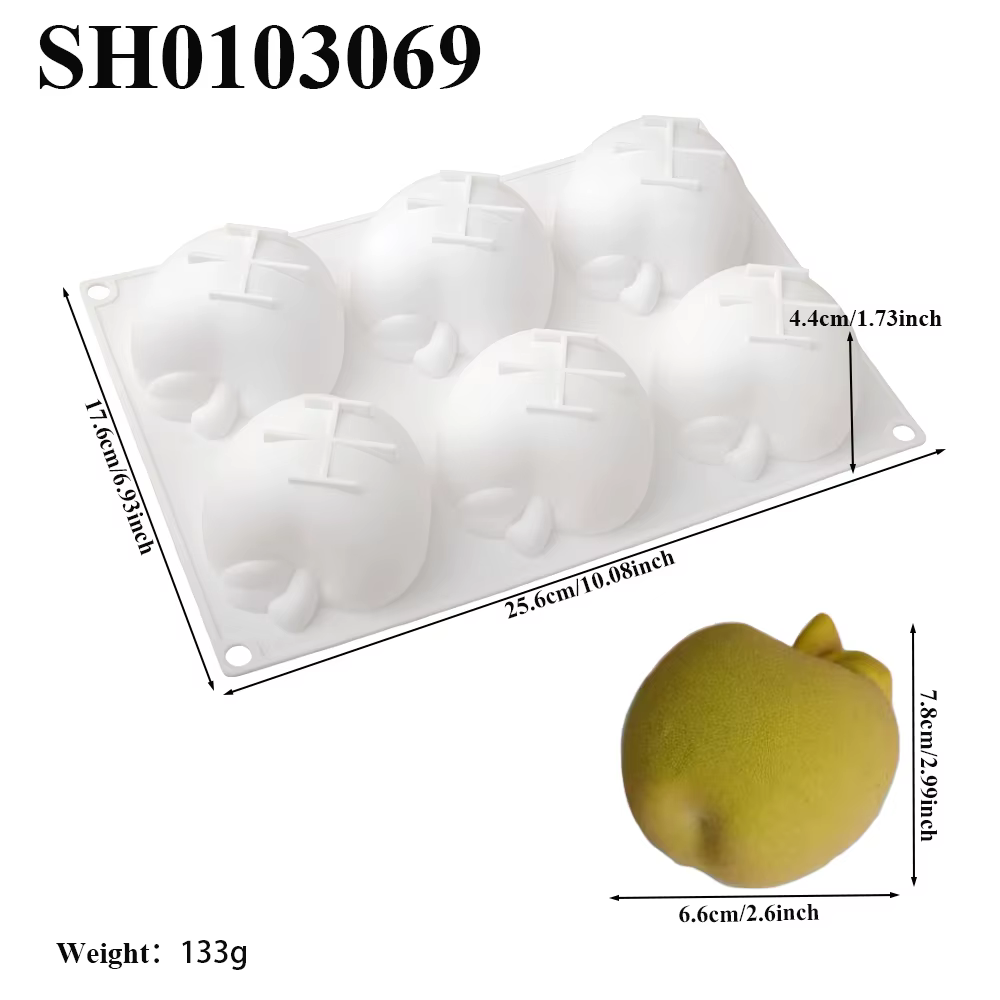 Moule en silicone à 6 cavités en forme de demi-pomme, pour gâteaux mousse, chocolat, pouding, desser