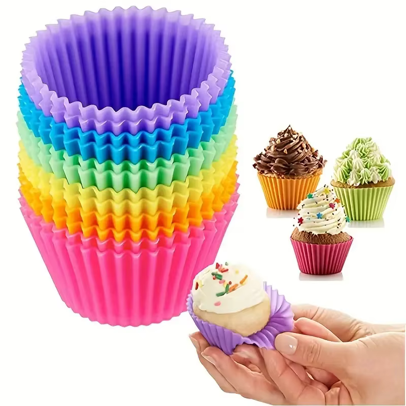 Moule à gâteau rond en Silicone en forme de cœur, Muffin, Cupcake, ustensiles de cuisine domestique,