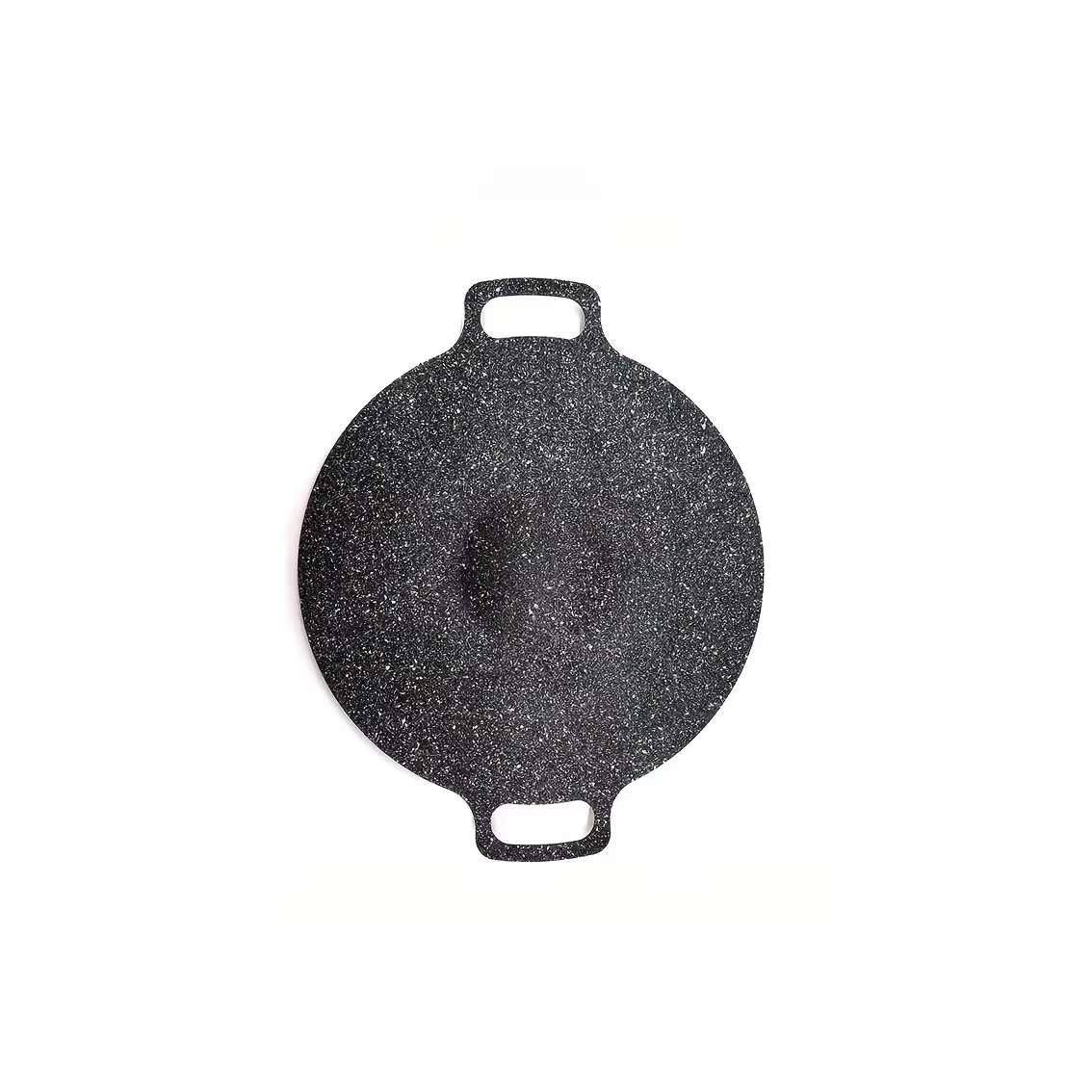 Poêle ronde antiadhésive pour barbecue coréen, poêle à crêpes à Double manche en fonte, plaque ronde