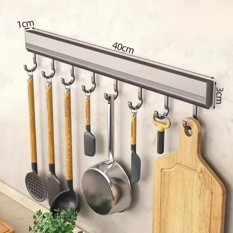 Crochet de cuisine mural, support de rangement de cuisine, support de crochet de rangée, étagères sa