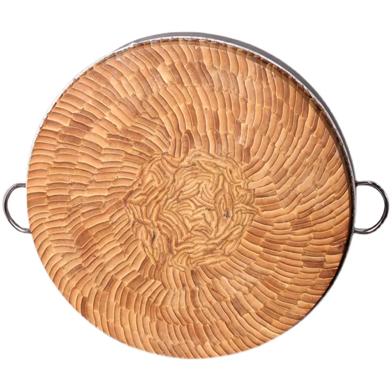 Planche à découper double face en bois massif de bambou chiné optique, table ronde pour les nuits au