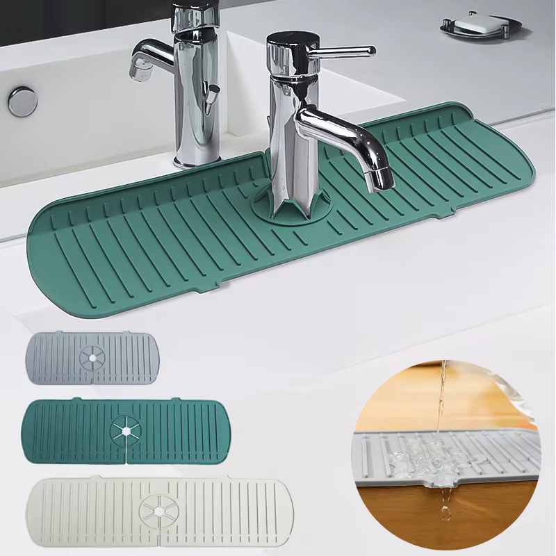 Tapis de robinet en Silicone, 1 pièce, ondulations d'eau, cuisine, salle de bains, tampon de Drainag