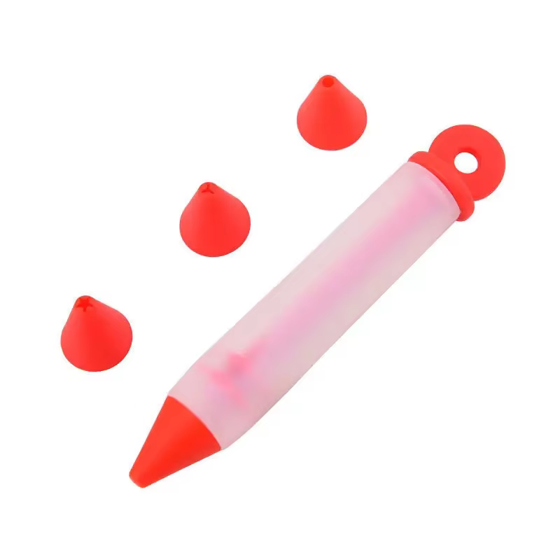 Stylo d'écriture alimentaire en Silicone, stylo de décoration avec 4 motifs de glaçage, pointes de s