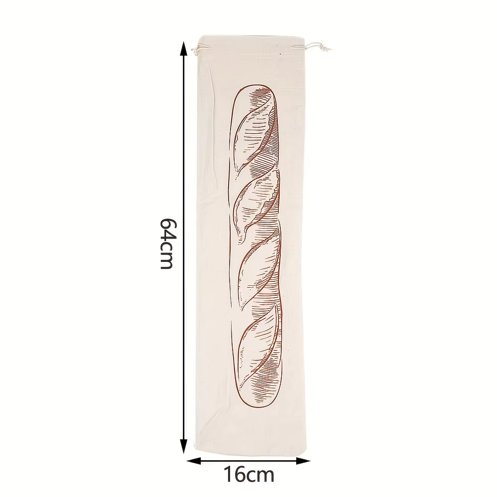 Sac à pain en lin réutilisable, Baguette en coton, sac de rangement à cordon de serrage, pain fait m