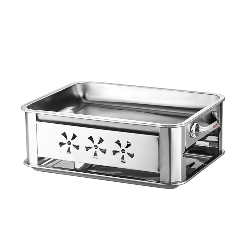 Grill à poisson rectangulaire en acier inoxydable, Pot de barbecue coréen robuste, poêle à poisson g