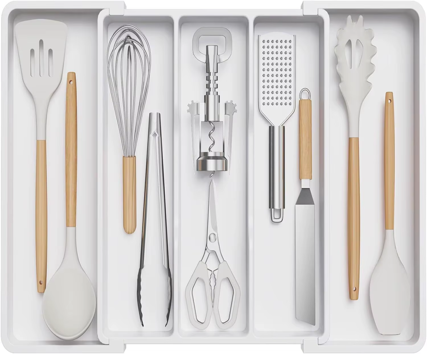 Organisateur de tiroir pour argenterie de cuisine, plateau à ustensiles extensible réglable pour cui