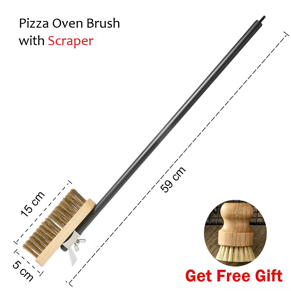 Onilini 23 pouces four à Pizza brosse en cuivre avec grattoir gril domestique brosse de nettoyage en