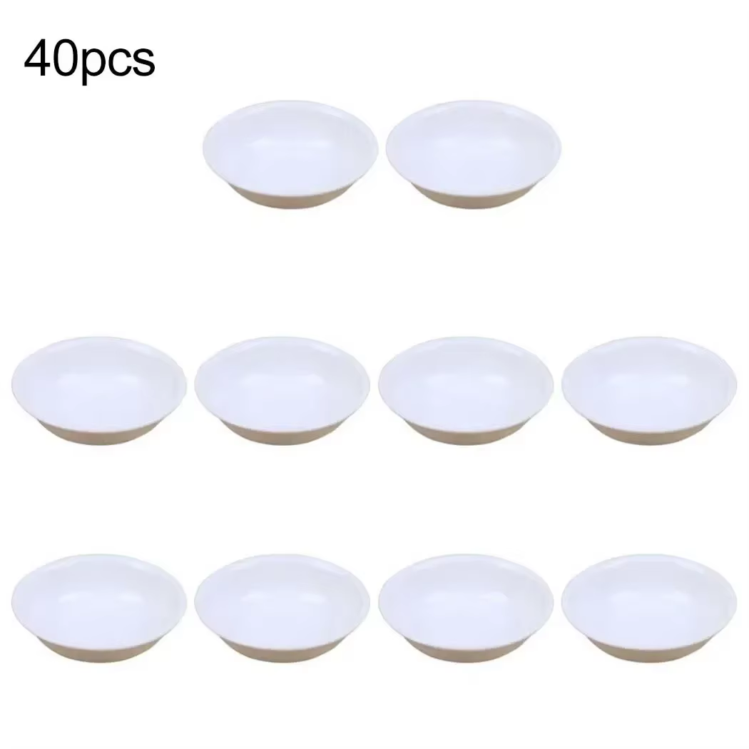 Plats d'assaisonnement en plastique blanc, bol à tremper pour Sushi, plats à Sauce aux épices et au