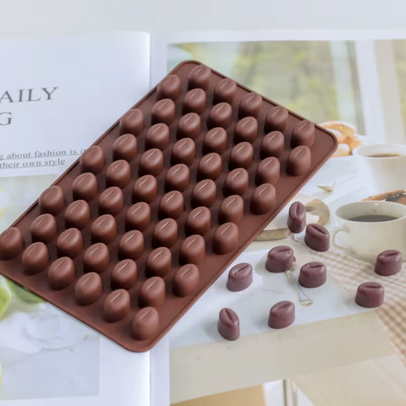 55 cavités Mini grains de café chocolat Sugarcraft bonbons Silicone moule moule Fondant gâteau décor