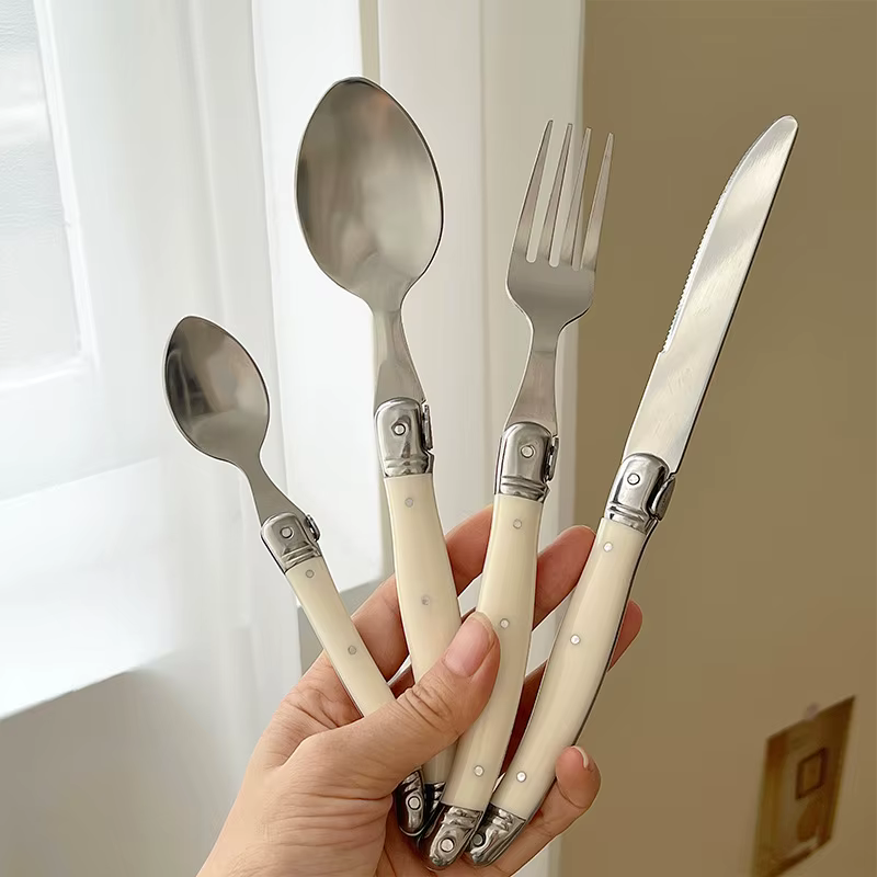 Laguiole – ensemble de couverts, couteau à Steak, fourchette, cuillère à dîner, cuillère à café, cou