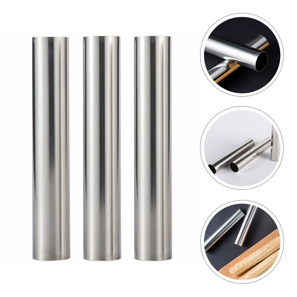 Moule de cuisson en acier inoxydable, 3 pièces, rouleau de crème, épais, réutilisable, fournitures d