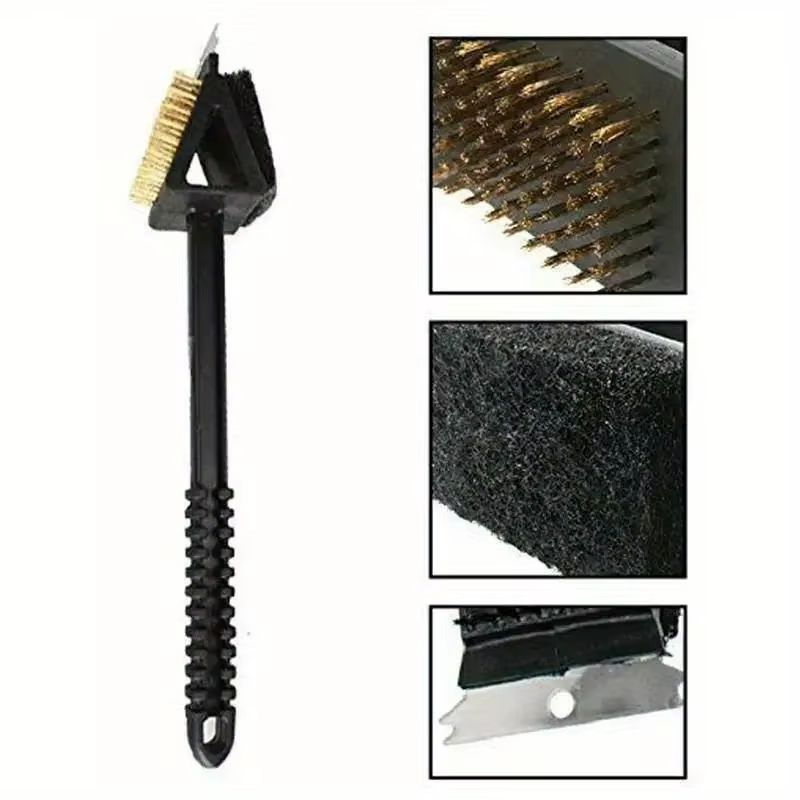 Brosse d'angle 3 en 1 en fil de cuivre, 1 pièce, pour Barbecue, gril, nettoyage du four, brosse pour