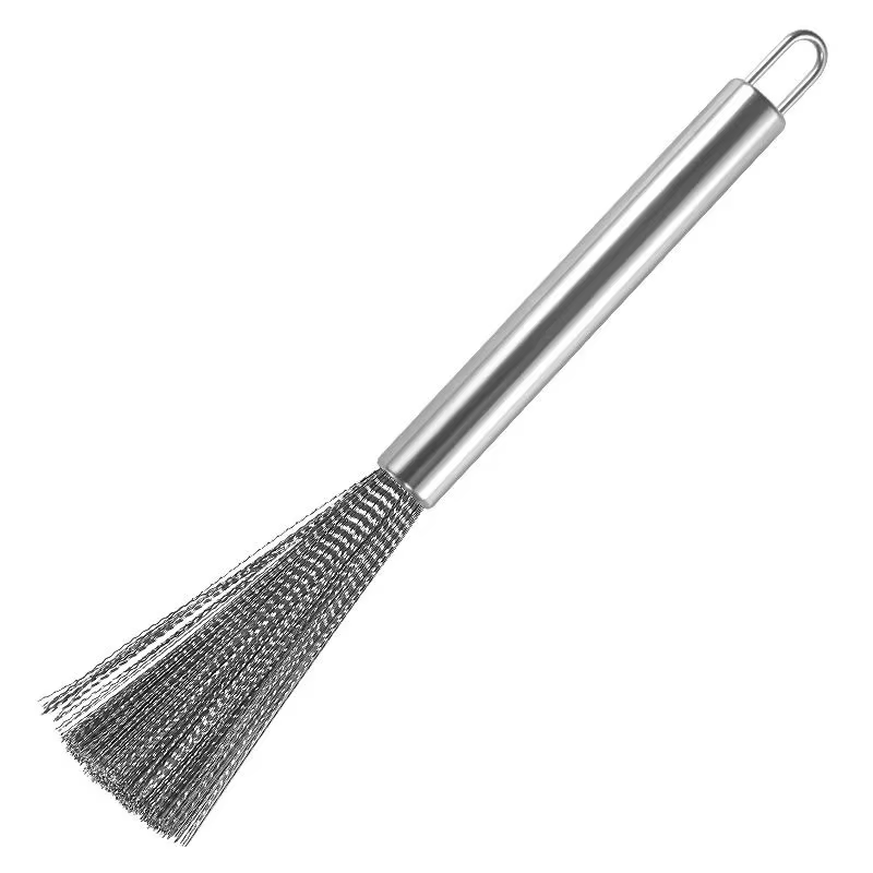 Brosse de nettoyage de cuisine en acier inoxydable, épurateur d'ustensiles à Long manche, antirouill
