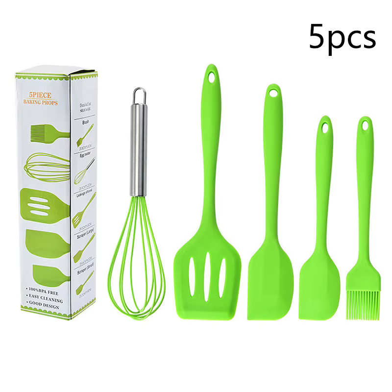 Ensemble d'ustensiles de cuisine en silicone, 5 pièces, outils de cuisine flexibles antiadhésifs ave