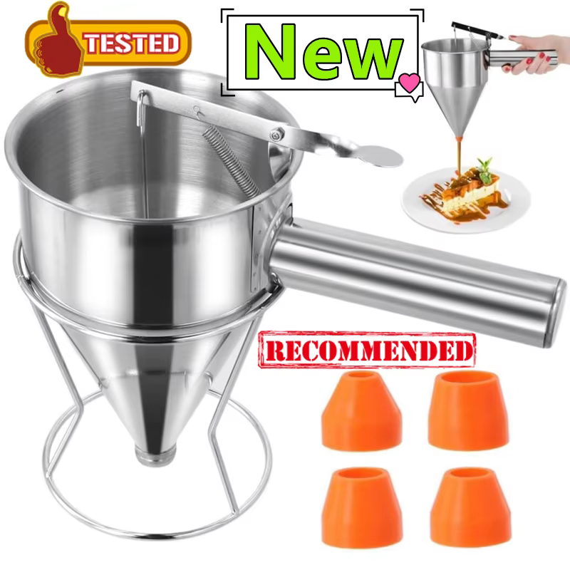 Distributeur d'entonnoir en acier inoxydable de 1200/600ml, avec support, pour cupcakes, crêpes, pât
