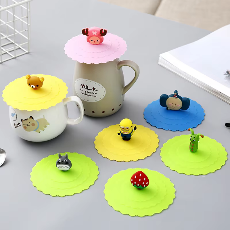 Couvercle de tasse en Silicone réutilisable, 6 couleurs, 10cm, joint mignon, couvercle de ventouse, 
