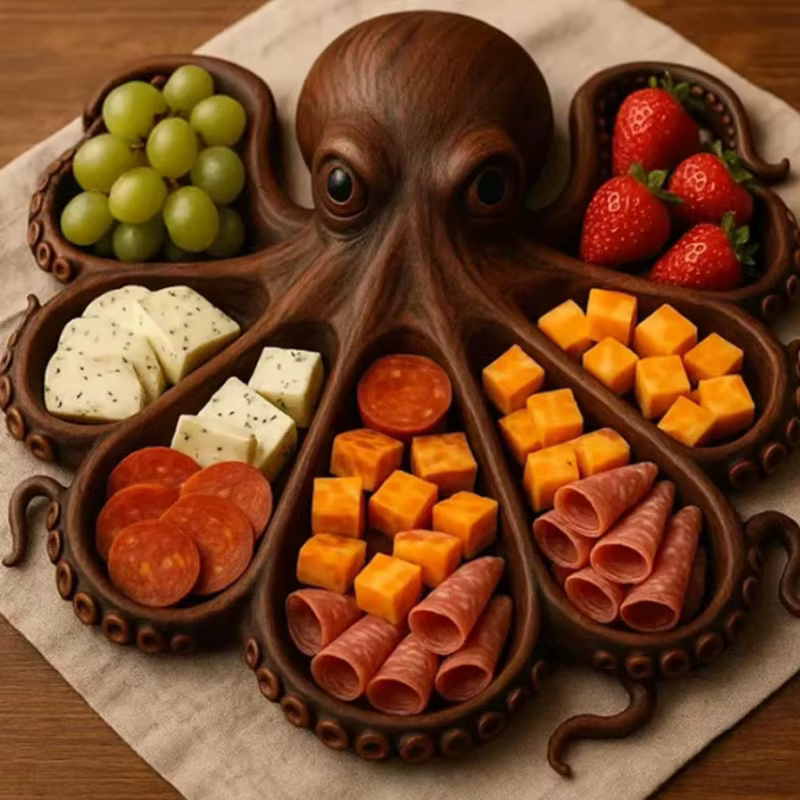 2 pièces nouveau plateau de charcuterie de poulpe en bois-un accessoire de cuisine pour servir des p