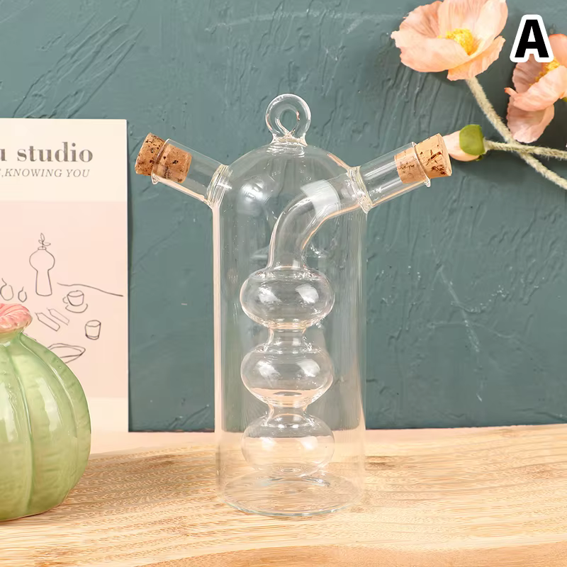 Bouteille en verre scellée à double couche, huile aissce, vinaigre, condiments, stockage de cuisine,