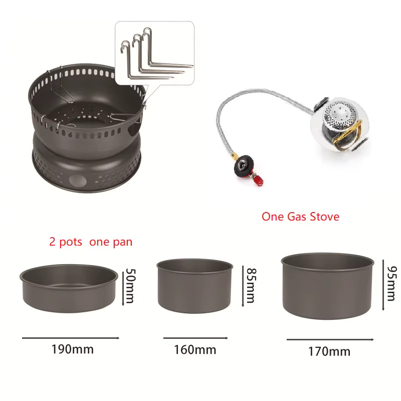 Ensemble combiné d'ustensiles de cuisine pour poêle de Camping BL100-Q1xb, marmite, poêle