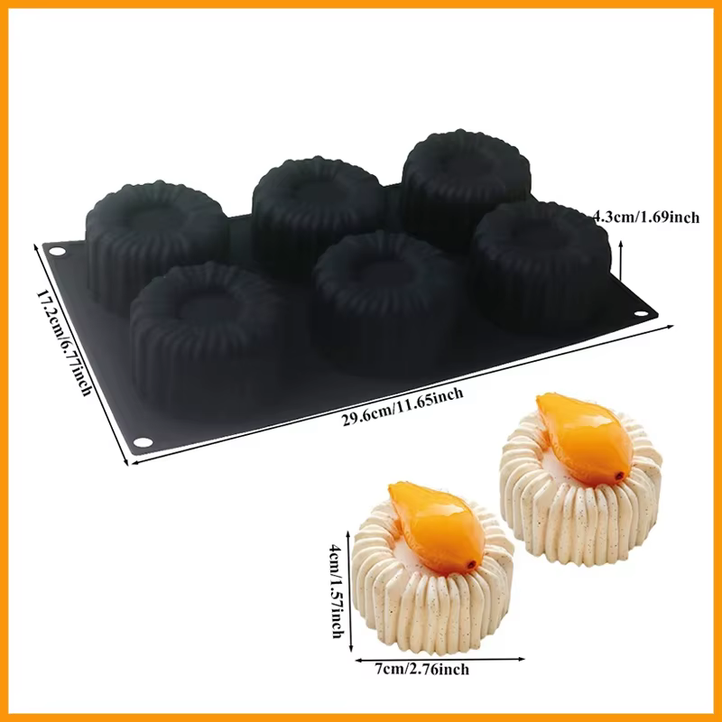 Moule de cuisson en silicone pour pâtisserie, 6 cavités, pour desserts français, moule à gâteau mous