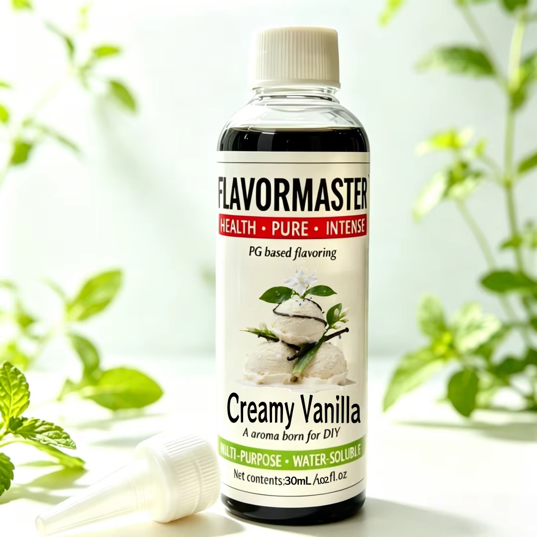 Concentré d'arôme crémeux à la vanille hydrosoluble, conforme à la réglementation TPD, sans nicotine