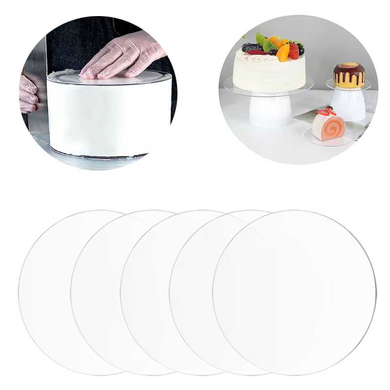 Disque à Gâteau à Bord Rond, Support de Cuisson en Acrylique, Antiadhésif, Réutilisable, 2 Pièces