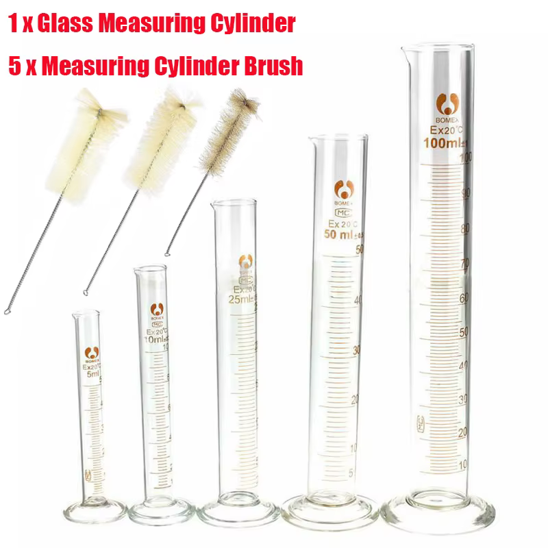 Nouvel ensemble professionnel de cylindres gradués en verre épais, 5ml, 10ml, 25ml, 50ml, 100ml, kit