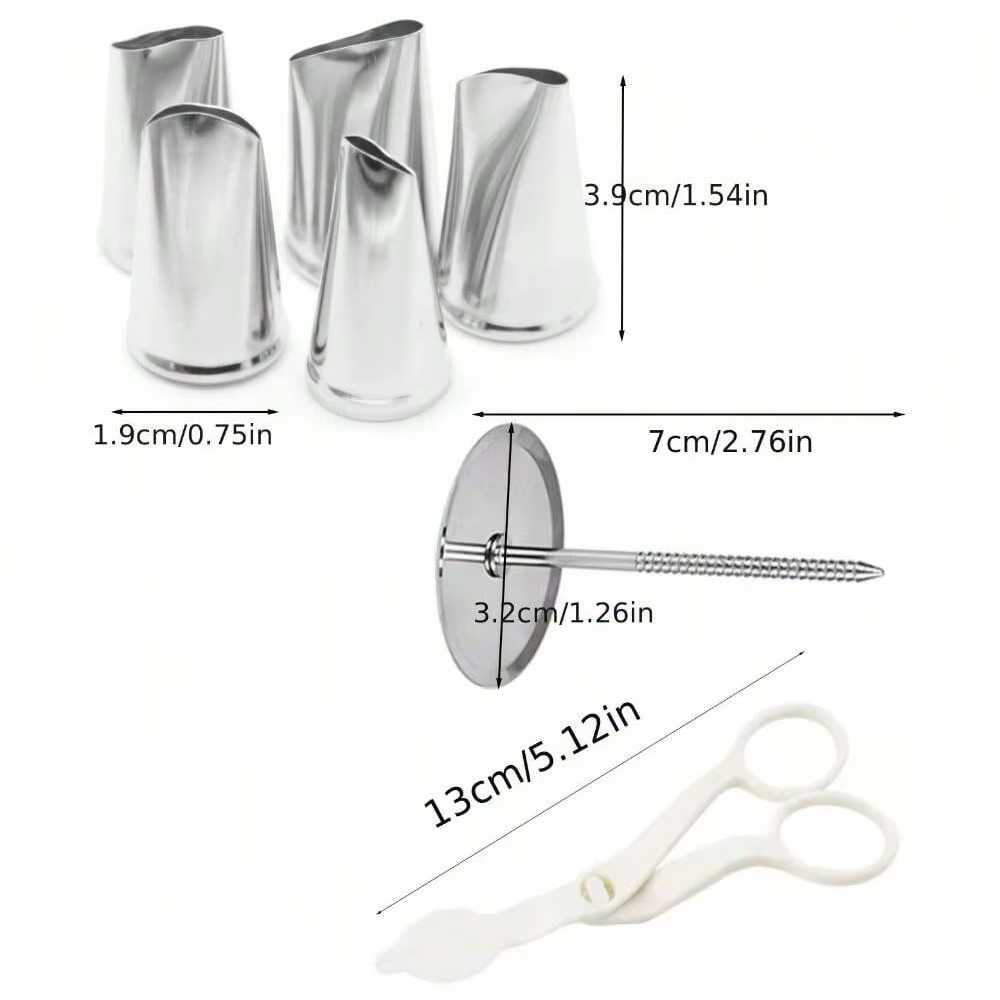 Ensemble d'outils de pâtisserie en acier inoxydable, 7 pièces, buses de feuilles de pétales de Rose,