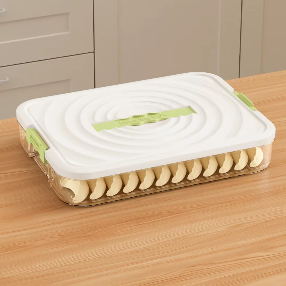 Boîte de rangement en plastique multicouche pour raviolis, boîte de conservation des wontons, grande