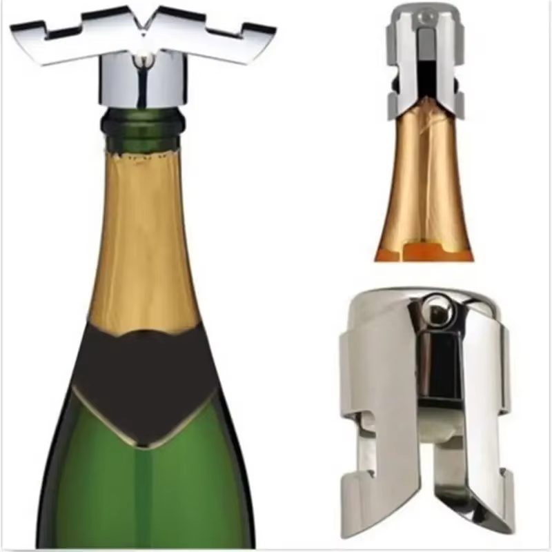 Bouchon de bouteille de champagne en acier inoxydable, scellé sous vide, pour vin mousseux, ouvre-bo