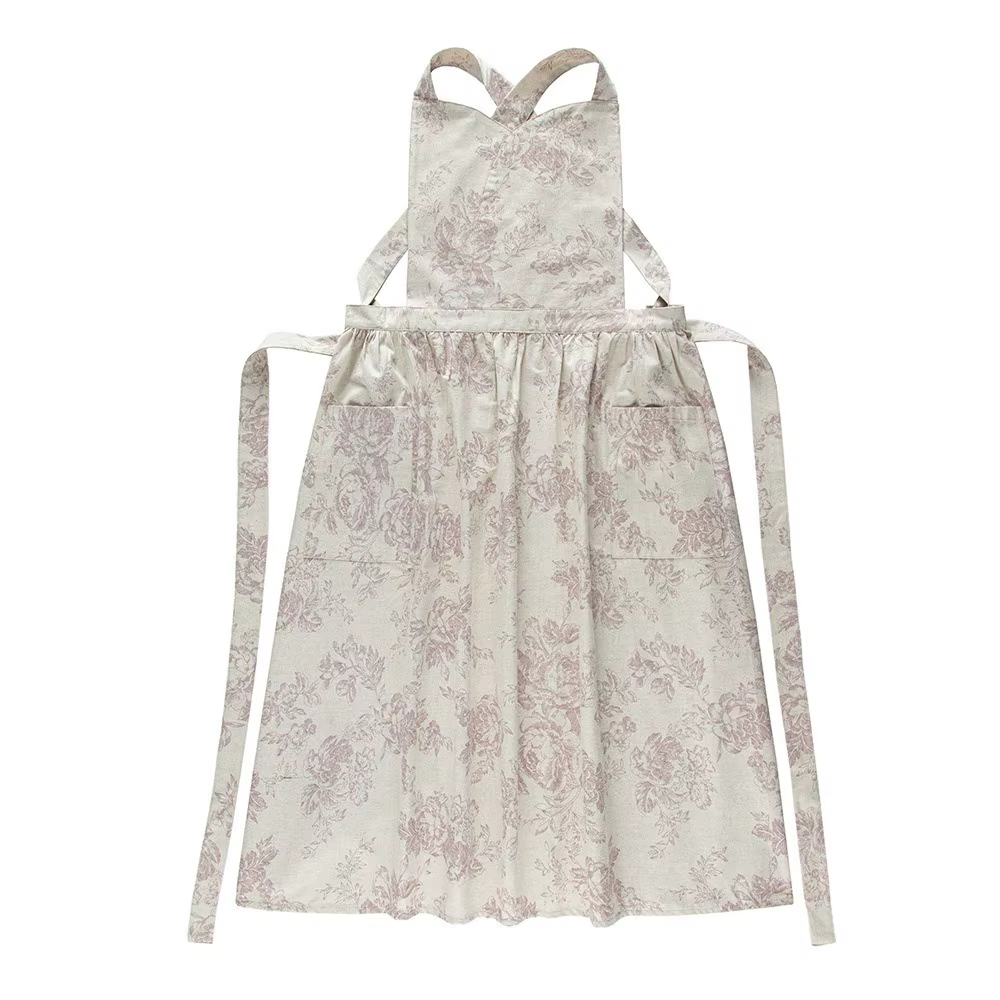 Tablier de cuisine élégant et Portable, exquis avec poches, tablier de nettoyage, dos croisé, doux, 