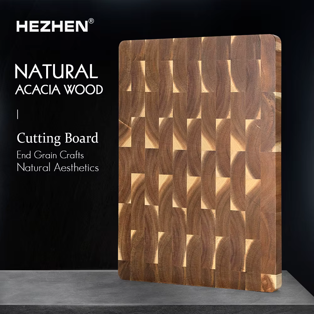 HEZHEN-Planche à découper en bois d'acacia, double face, accessoires de cuisine, boucherie, épissage