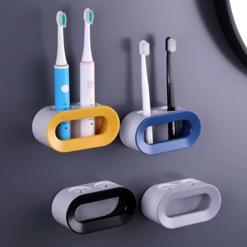 Porte-brosse à dents électrique, support auto-adhésif à Double trou, support mural, rangement, gain 