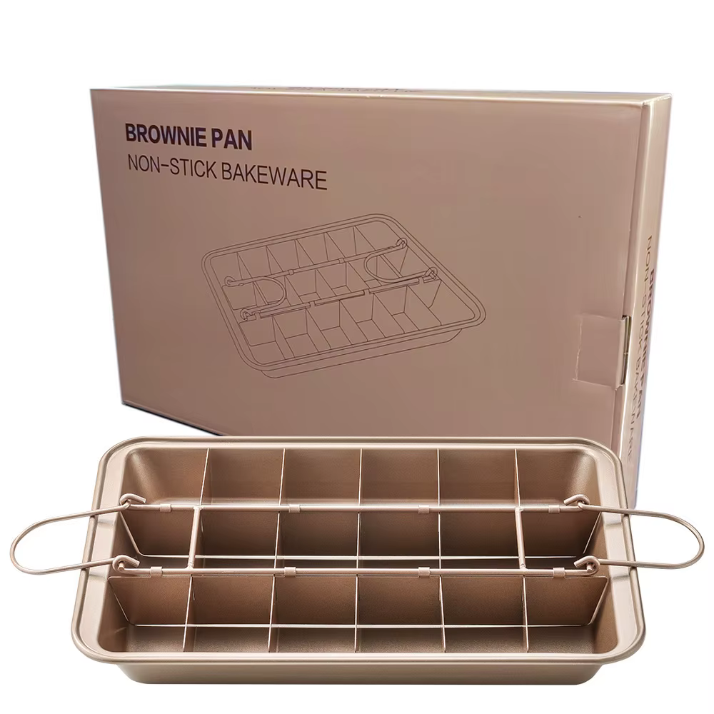 Moule à brownie à démoulage facile avec séparateurs, plaque de cuisson à 18 cavités pour gâteaux, bi