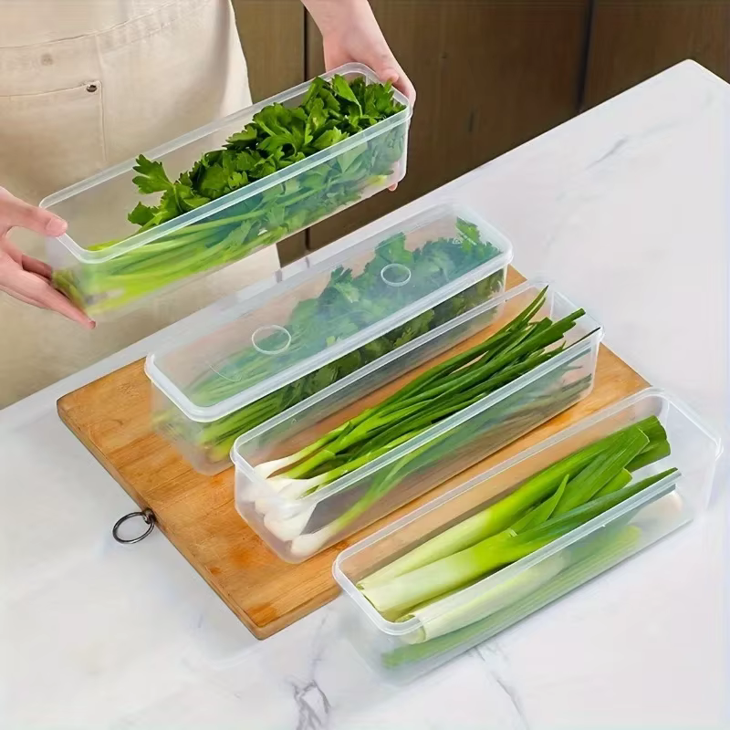4 conteneurs rectangulaires de stockage des aliments, en plastique réutilisable, boîte de rangement
