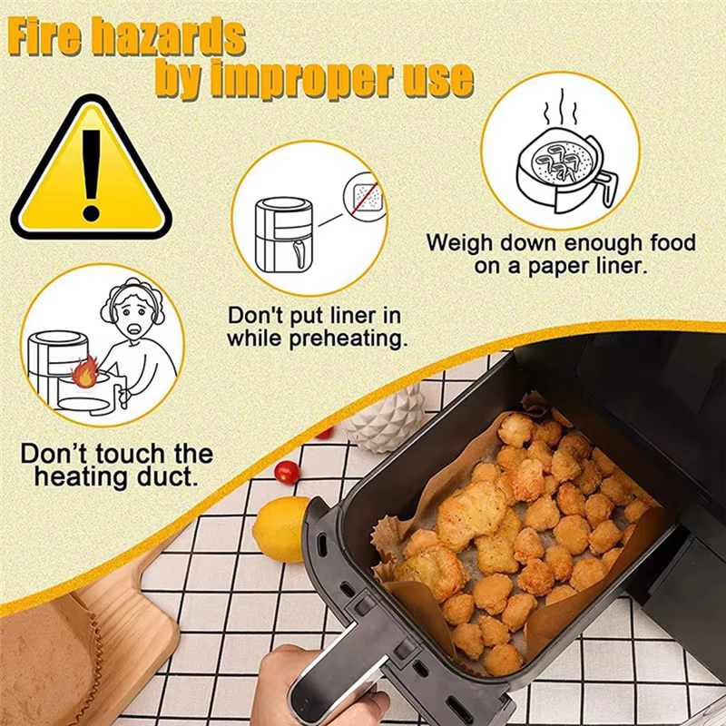 -MEOF 200 pièces Foodi Airfryer cuisine accessoires de cuisine rectangulaire Air friteuse papier spé