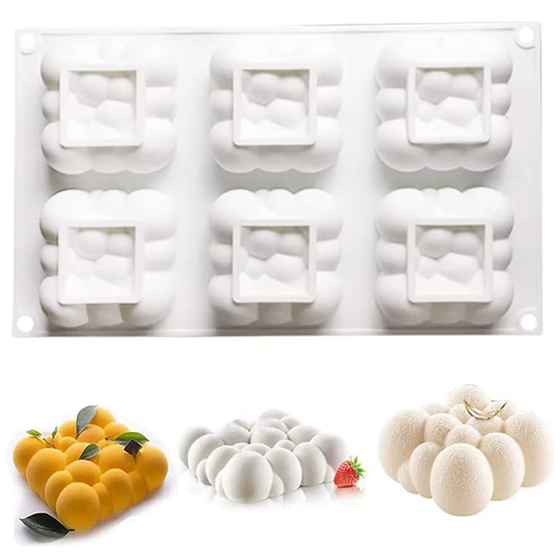 Moule à pâtisserie en Silicone, 6 cavités, nuage 3D, Dessert, Mousse, gâteaux, pour la cuisson, bric