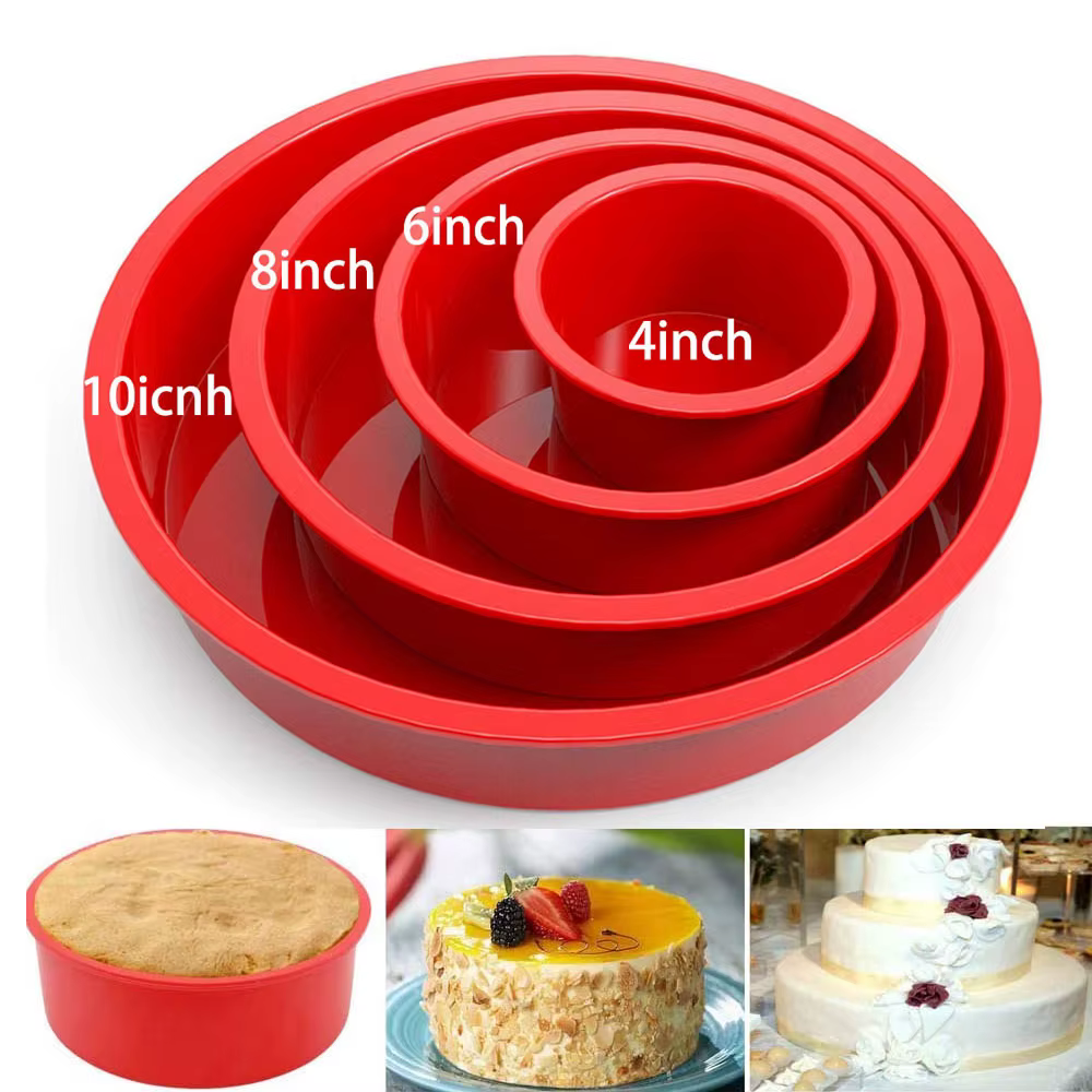 Moule à gâteau rond antiadhésif en silicone, ustensiles de cuisson, 4, 5, 6, 7, 8, 10 pouces