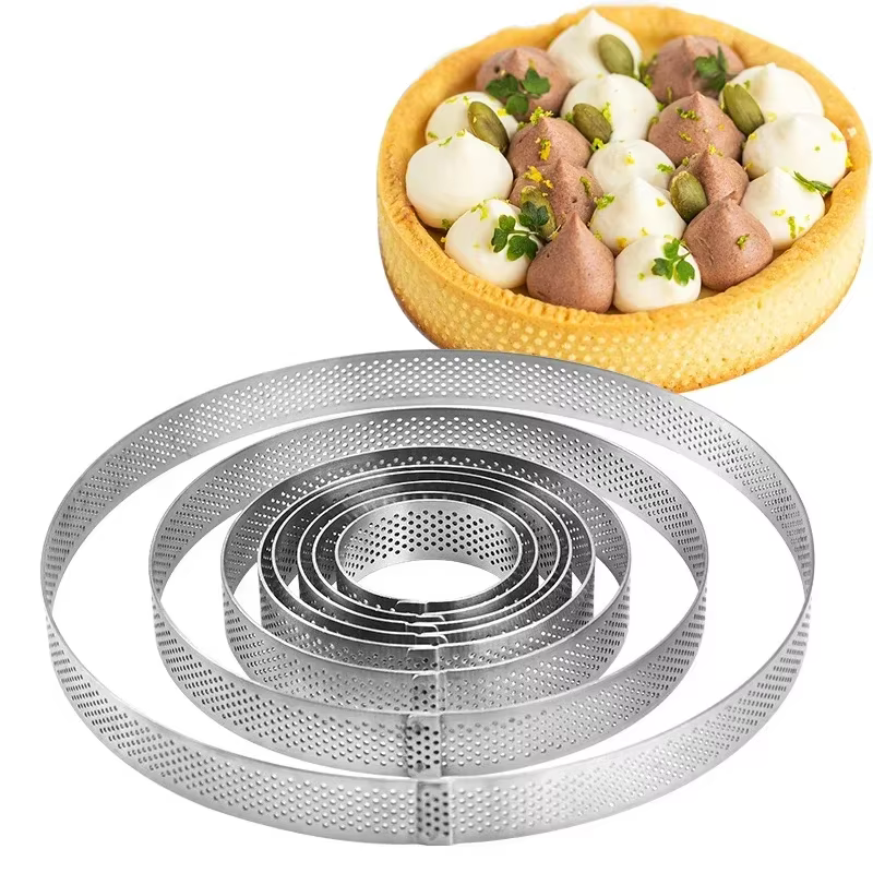 Moule à Gâteau à Tarte Française, Cercle Rond avec Trou pour Tarte aux Fruits, Pizza, Quiche, Mousse