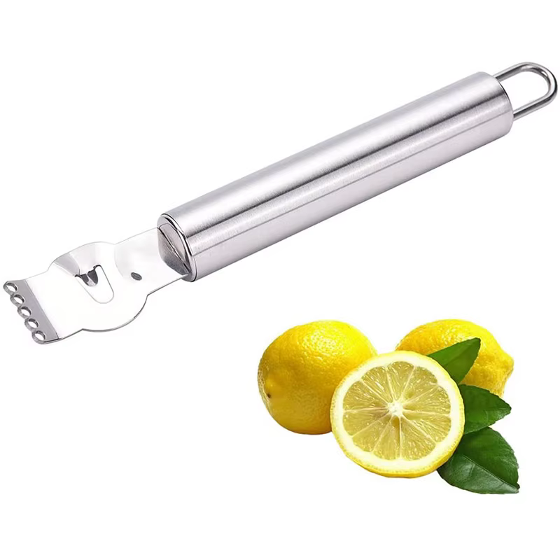 Râpe à citron en acier inoxydable avec couteau à canal et boucle de confrontation