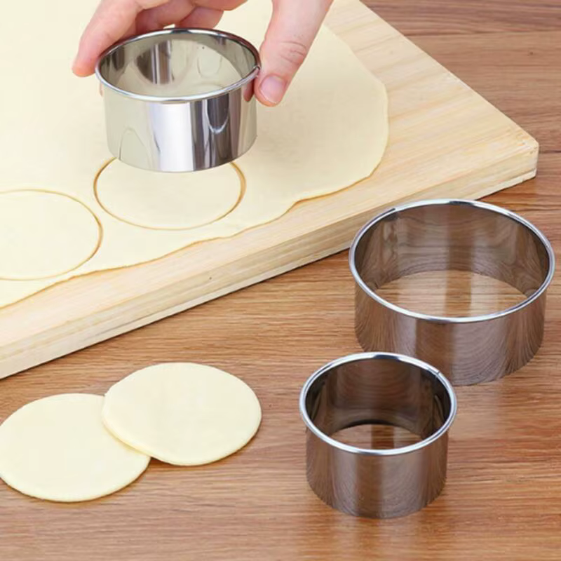 Moule à biscuits rond en acier inoxydable, coupe-boulettes, bricolage, pâtisserie, gâteau, outil de cuisson, Gadget de cuisine pour friandises sucrées, 3 pièces