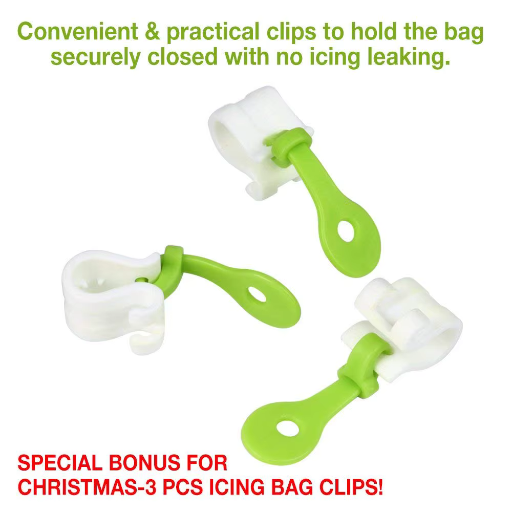 LMETJMA 3 pièces sac à pâtisserie Clips bande passepoil sacs boucles Fondant glaçage gâteau décoration sac Clip sac
